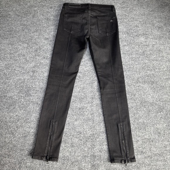 Woman's Rag & Bone New York Coated Black Coal Stretch Skinny Jeans Size 27W‎ - Picture 1 of 15